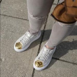 Puma platform suede gold fashion sneakers